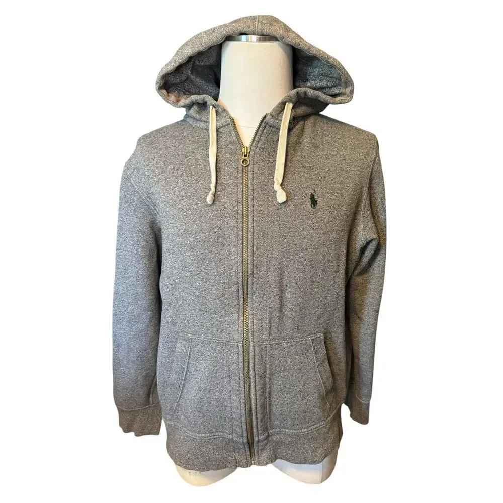 Polo Ralph Lauren Men's XL Gray Full Zip Hoodie w/ Pockets Embroidered $165